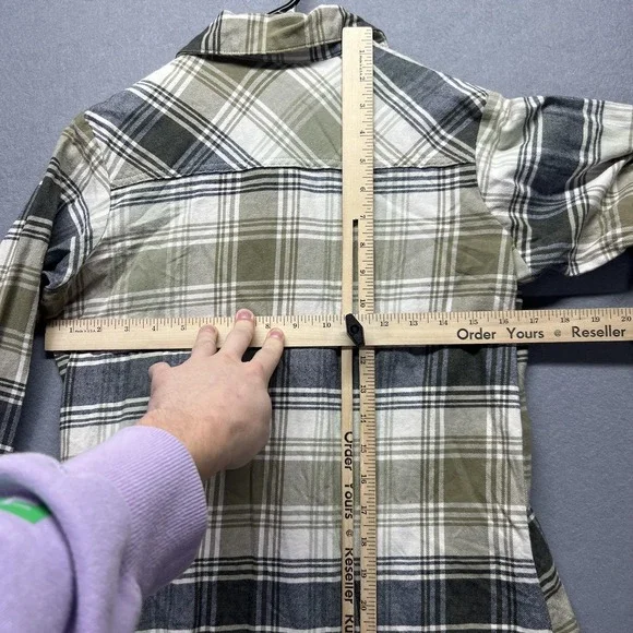 Columbia Shirt Womens Small Green Plaid Flannel Button Up Long Sleeve Top - Picture 6 of 8